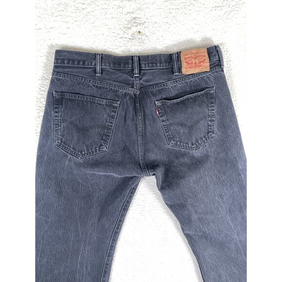 Levis 501 Jeans Mens 38x32 (35x30 Actual) Black Straight Button Fly Marbling - Picture 15 of 16